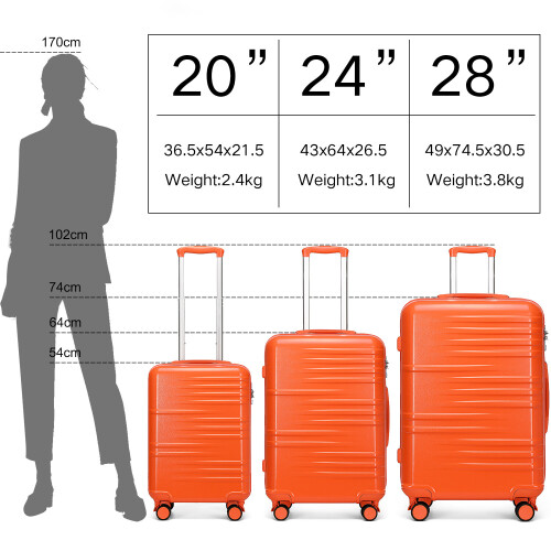 (24 inch ) British Traveller- ABS Orange Hard Shell Suitcase 2
