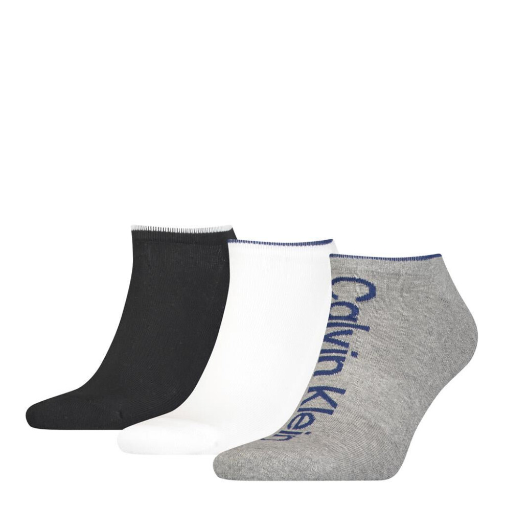 (Grey/Melange/White) Calvin Klein Men's 3 Pack Sneaker Athleisure Socks - One Size