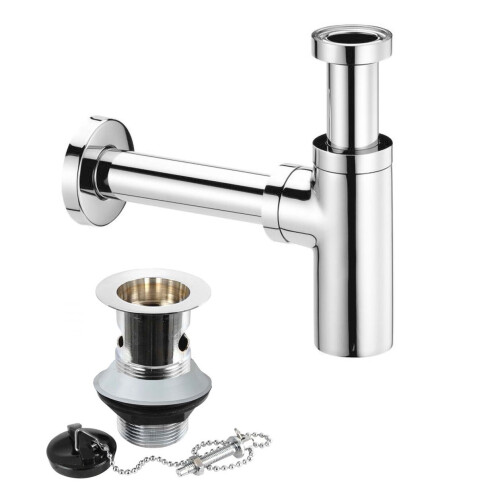 NES Home Nes Home Basin Sink Bottle Trap Waste + Plug,Chain,Slotted Drain Waste Premium