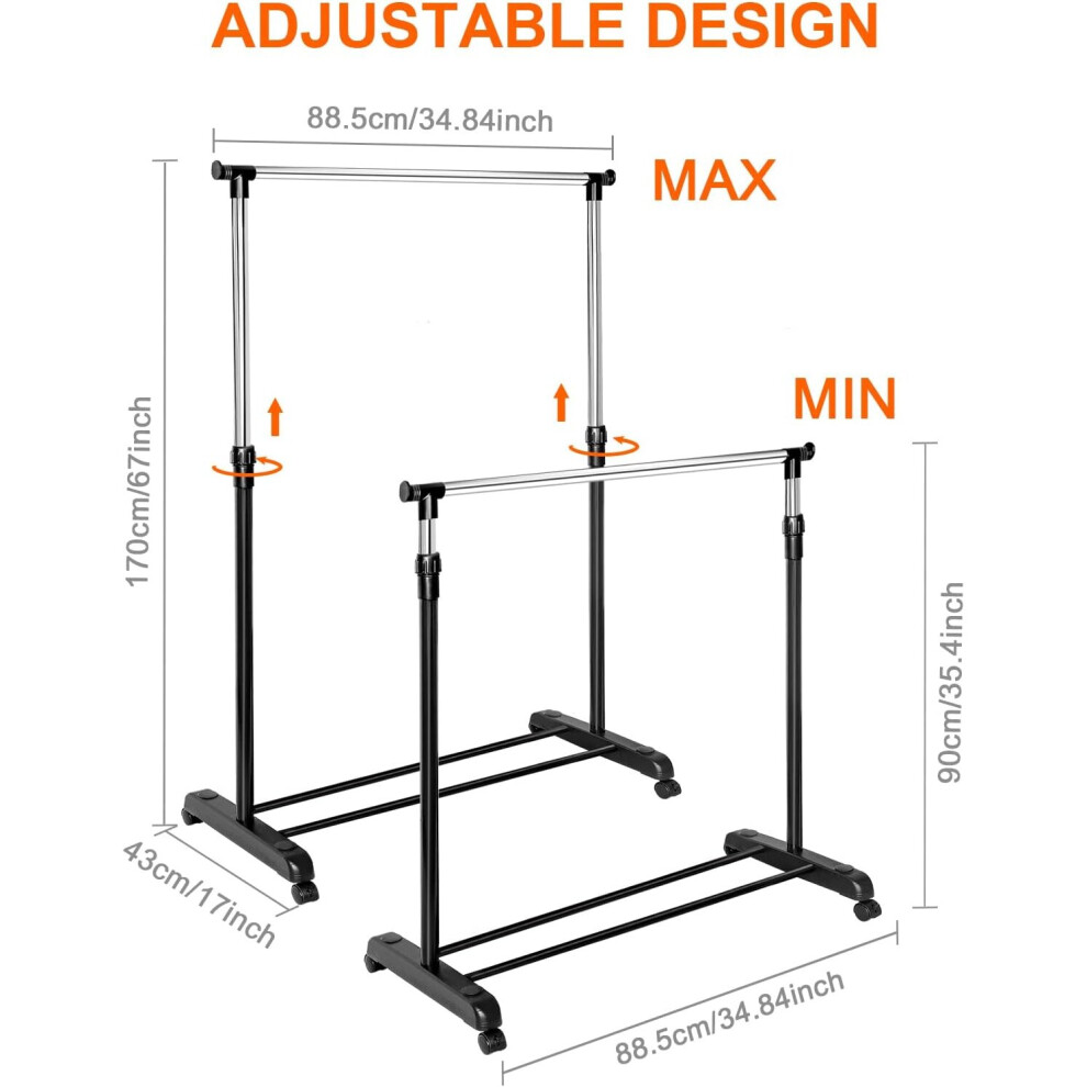 Heavy Duty Adjustable Metal Clothes Hanging Rail
