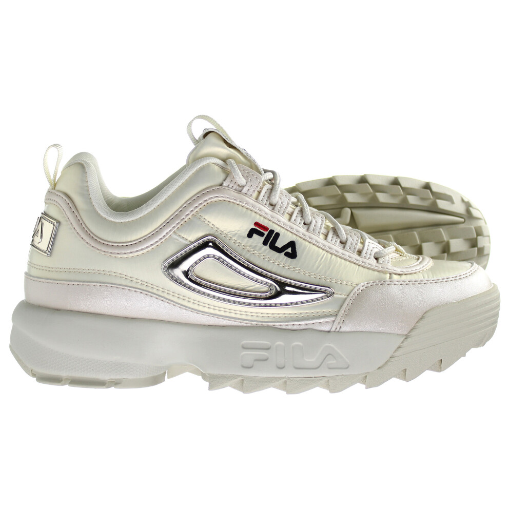 6.5 Fila Disruptor N Low Lace Up Beige Smooth Leather Womens Trainers 1011020 79G UK on OnBuy