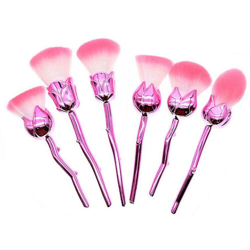 (Pink) Aquarius Rose Makeup Brushes Set w/ Glossy Handles