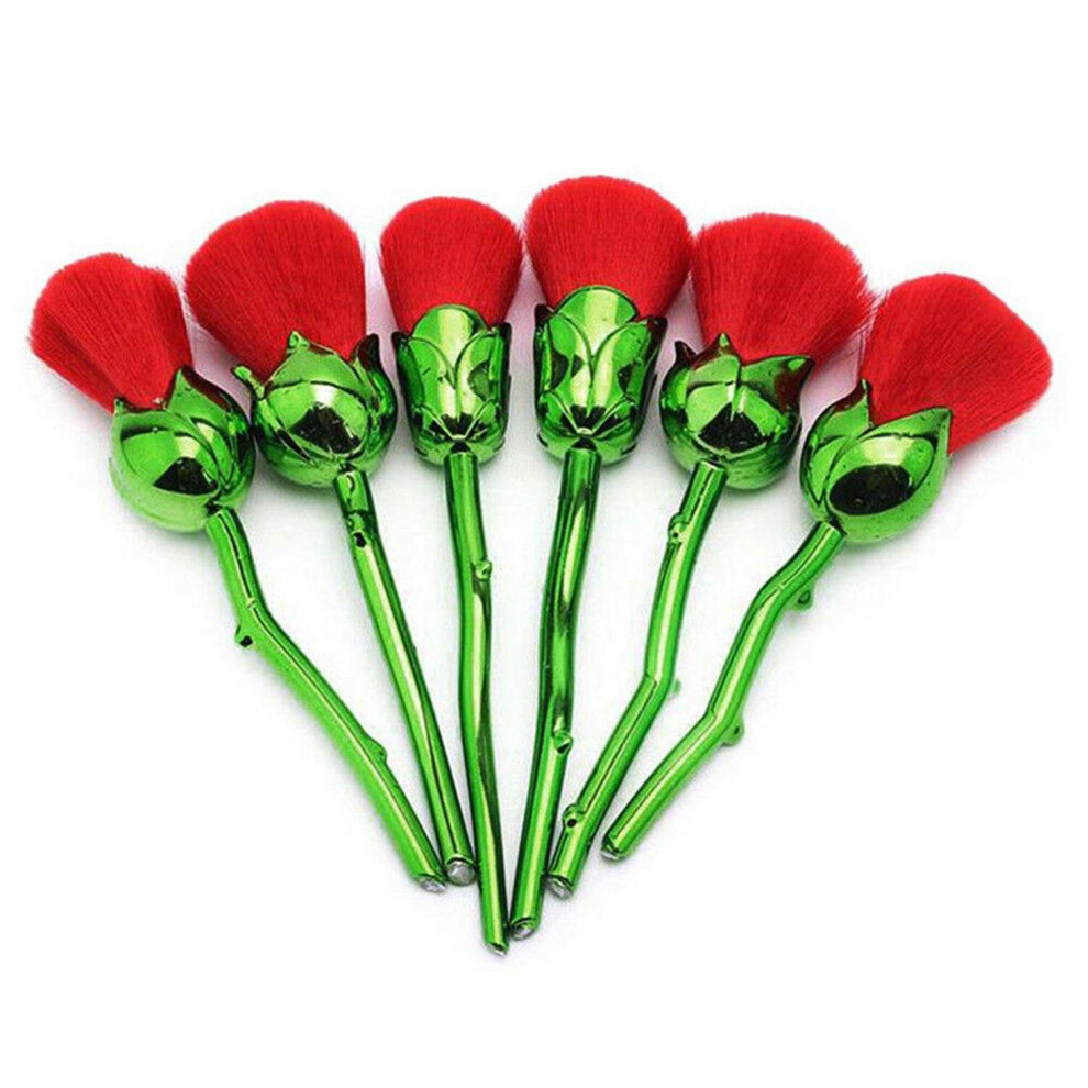 Aquarius (Green) Rose Makeup Brushes Set W/ Glossy Handles