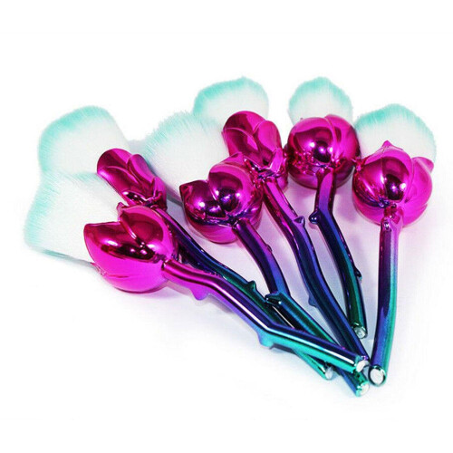 (Pink/ blue) Aquarius Rose Makeup Brushes Set w/ Glossy Handles