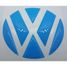 Light Blue Domed 3D Rear Badge Insert for VW Transporter T5/T6 (109mm) - Non-OEM Self-Adhesive Vinyl Graphic