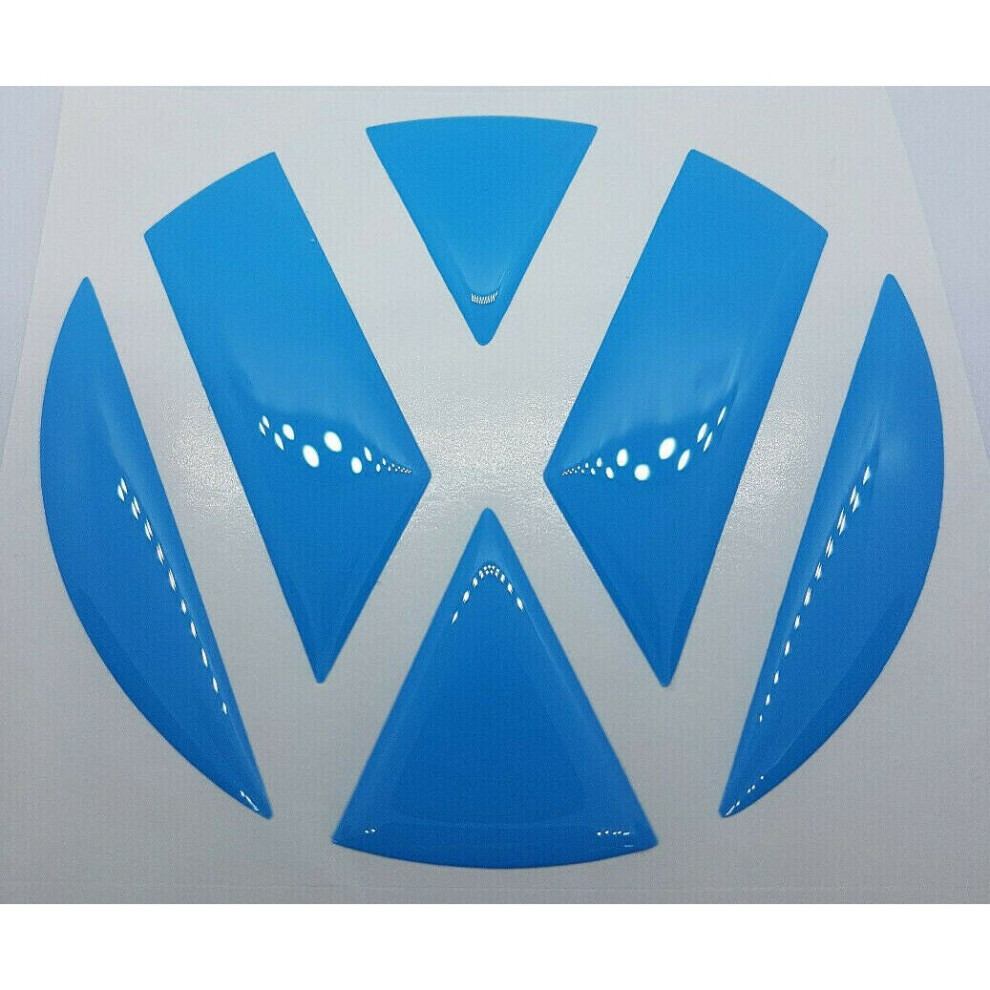 Domed 3D Rear Badge Insert For Vw Transporter T5/T6 (109Mm) - Non-Oem Self-Adhesive Vinyl Graphic Light/Blue 5060971520315