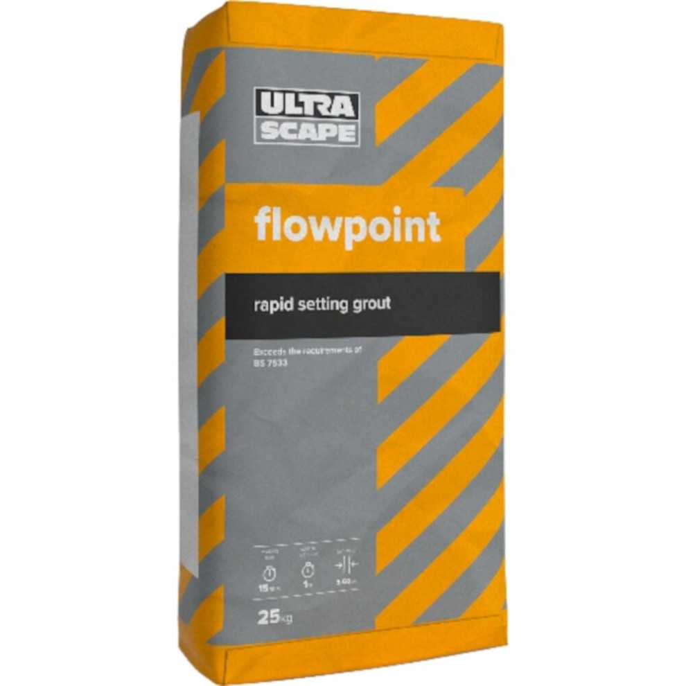 (Natural Grey, Smooth) Ultrascape Flowpoint Rapid Set Grout Paving 25KG