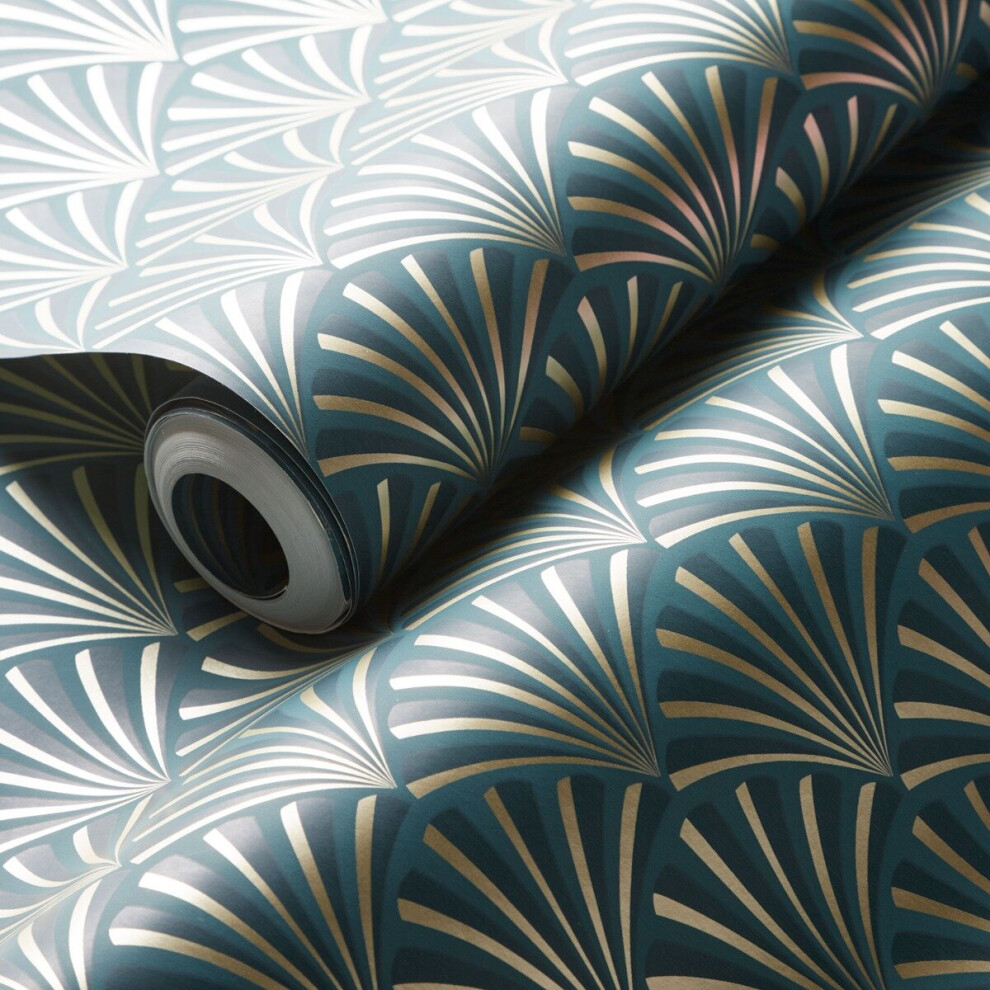 Lusso Chrysler Wallpaper Teal Clarke And Clarke W0164/04 5060040045374