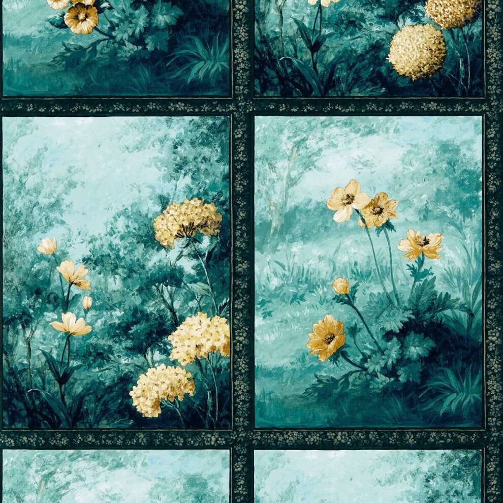 Marianne Artus Wallpaper Denim Ochre Clarke And Clarke W015502 5060040044674