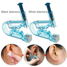(White) 6×Disposable Ear Piercing Gun Kit with Ear Stud Black