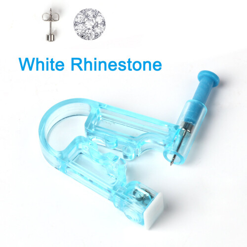 (White) 6×Disposable Ear Piercing Gun Kit with Ear Stud Black 2