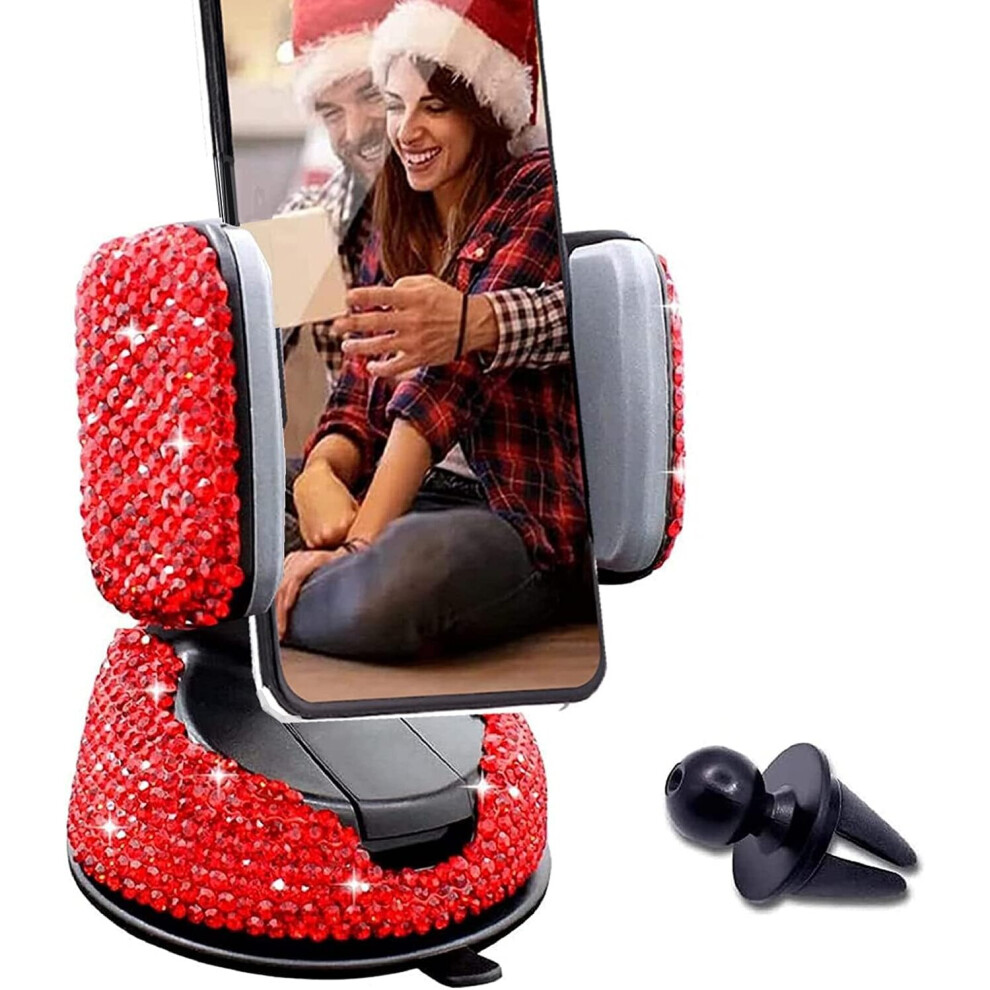 Bling Car Phone Holder,Car Phone Holder Adjustable Auto Rotate 360¡Ã Air Vent For Iphone Galaxy Smartphone Or Gps Devices 3.5-6 Inches (Red) Red 7042558491810
