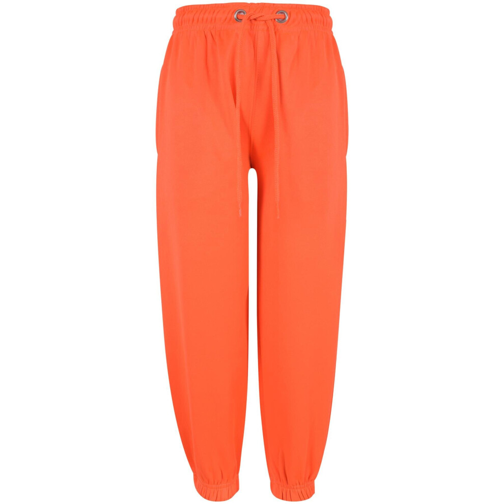 (13 Years, Neon Orange) Kids Boys Girls Joggers Sweatpants Fleece Trousers