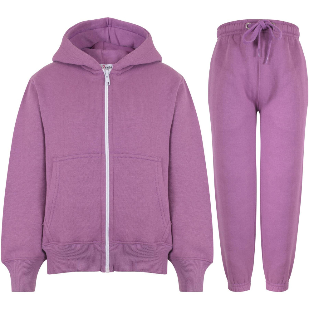 A2zkids (11-12 Years, Lilac) Unisex Tracksuit Hoodie With Joggers Jogging Suit