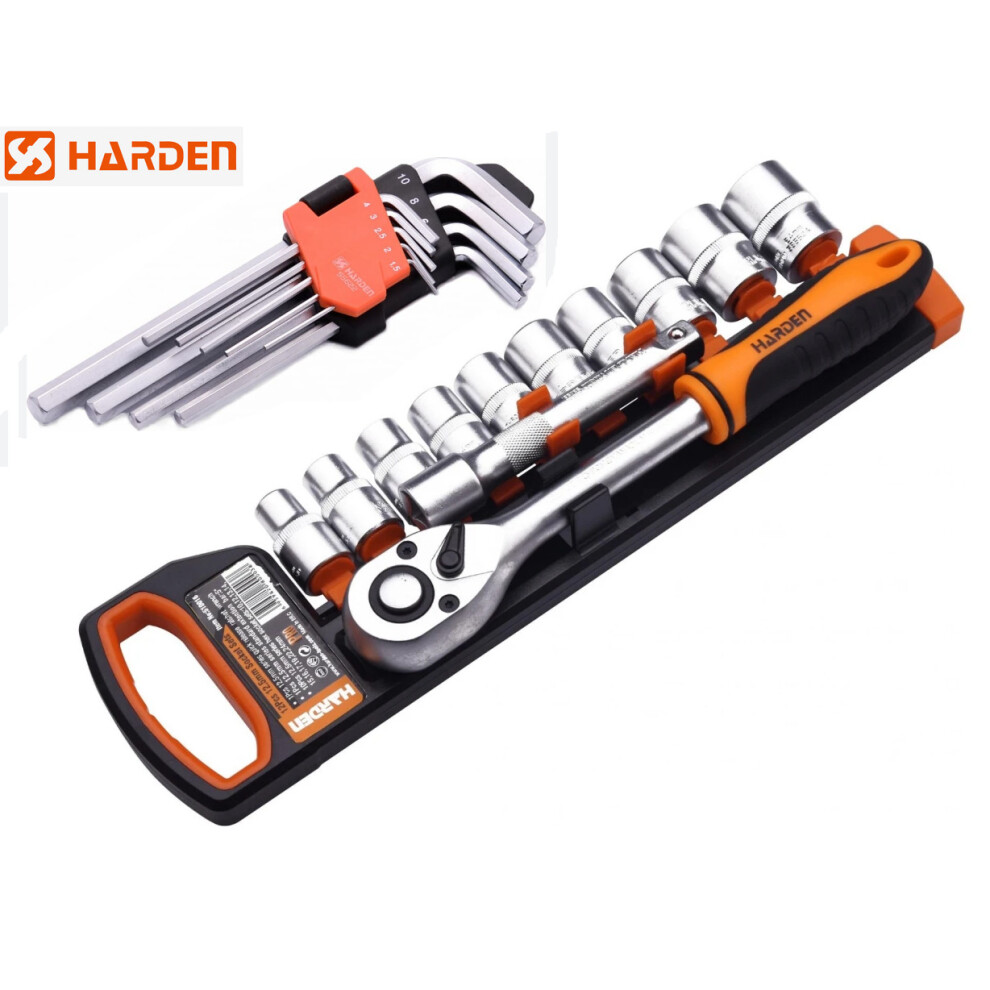 Harden Socket Set 1/2", Reversible Quick Release Ratchet Handle And Hex Keys Set 6959820810594