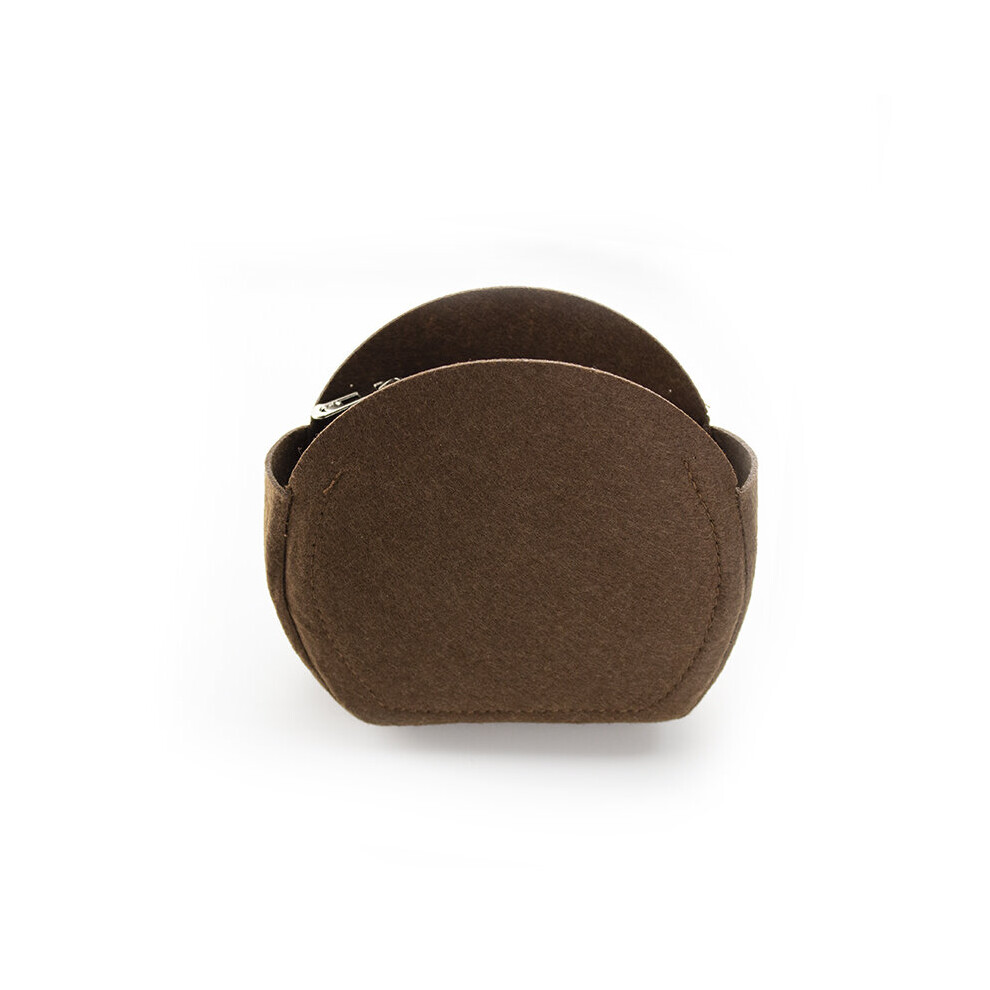 Multicoloured (Brown Beige-L) Bag In Bag Felt Cloth Cosmetic Bag Round Liner Fits For Round Handbag Purse Organizer Makeup Case Storage Insert Bags