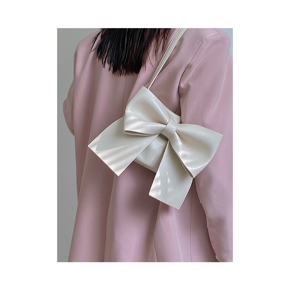 Big Bow Ladies Underarm Bags Solid PU Leather Female Small Tote Handbag Bowknot Women's Portable Shoulder Bag-image-OPC-PBV2BVG-NEW