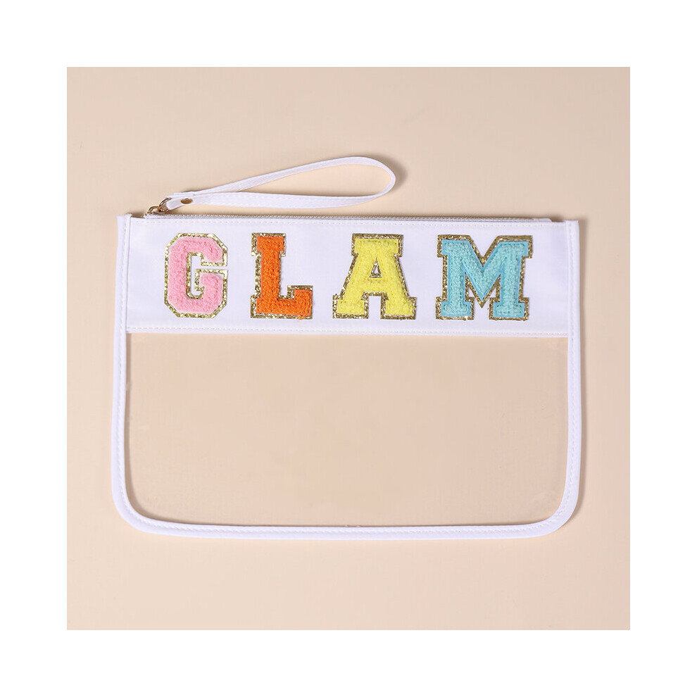 Solid Towel Embroidered Nylon Letter Cosmetic Bag Ladies Casual Waterproof Large-capacity Pvc Storage Bag