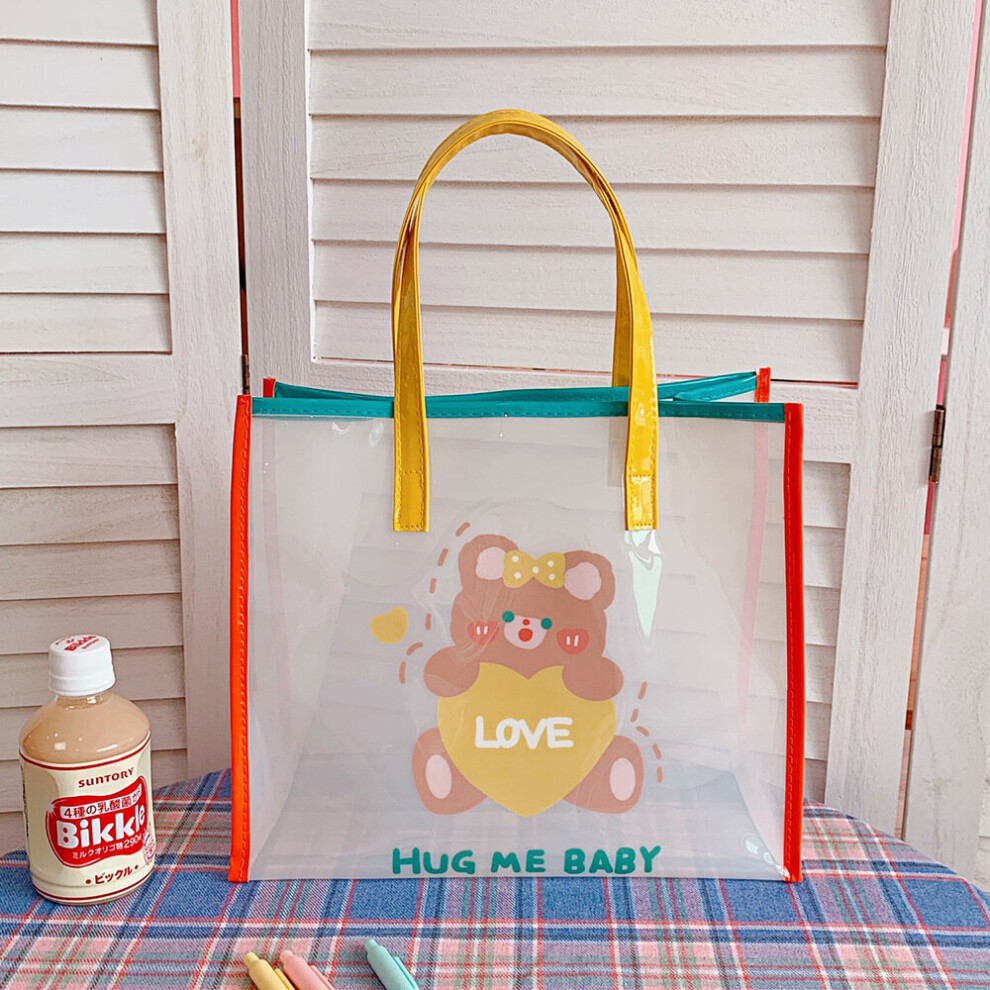 Transparent Jelly Bag Female Summer Travel Handbag Cartoon Bear Rabbit Large Capacity Girl Lovely Shoulder Bags on OnBuy