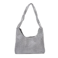 Spring Autum Silver Purse Bag Rhinestone Underarm Bag Evening Bag Wedding Shoulder Bag Handbag For Dinner Party