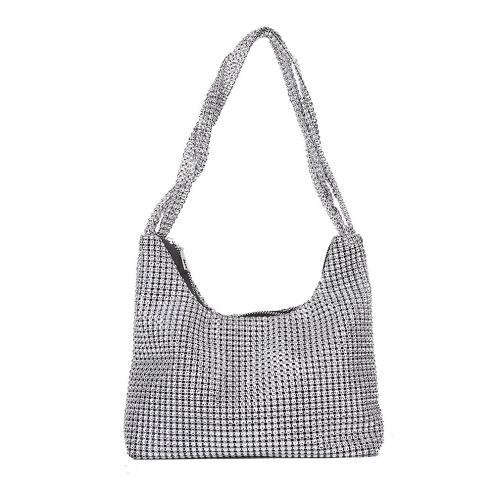 Spring Autum Silver Purse Bag Rhinestone Underarm Bag Evening Bag Wedding Shoulder Bag Handbag For Dinner Party Multicoloured