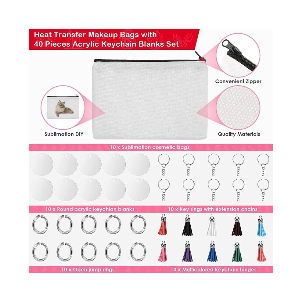 Multicoloured Thermal Transfer Blank Cosmetic Bag Zipper Clutch Bag Thickened Storage Bag Sublimation Blank Travel Pencil For Case
