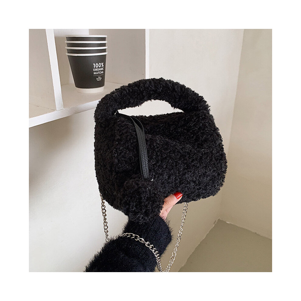 Fluffy bag texture chain messenger bag women's solid creative fluffy portable small square bag-image-OPC-PBV2RHK-NEW