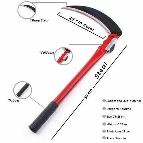 Folding Steel Gardening Scythe Sharp Grass Cutting Sickle 1