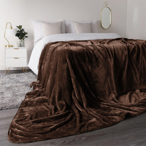(Coffee, King) Moonlight Bedding Large Mink Blanket Multi-use Pet Fleece Throw 1