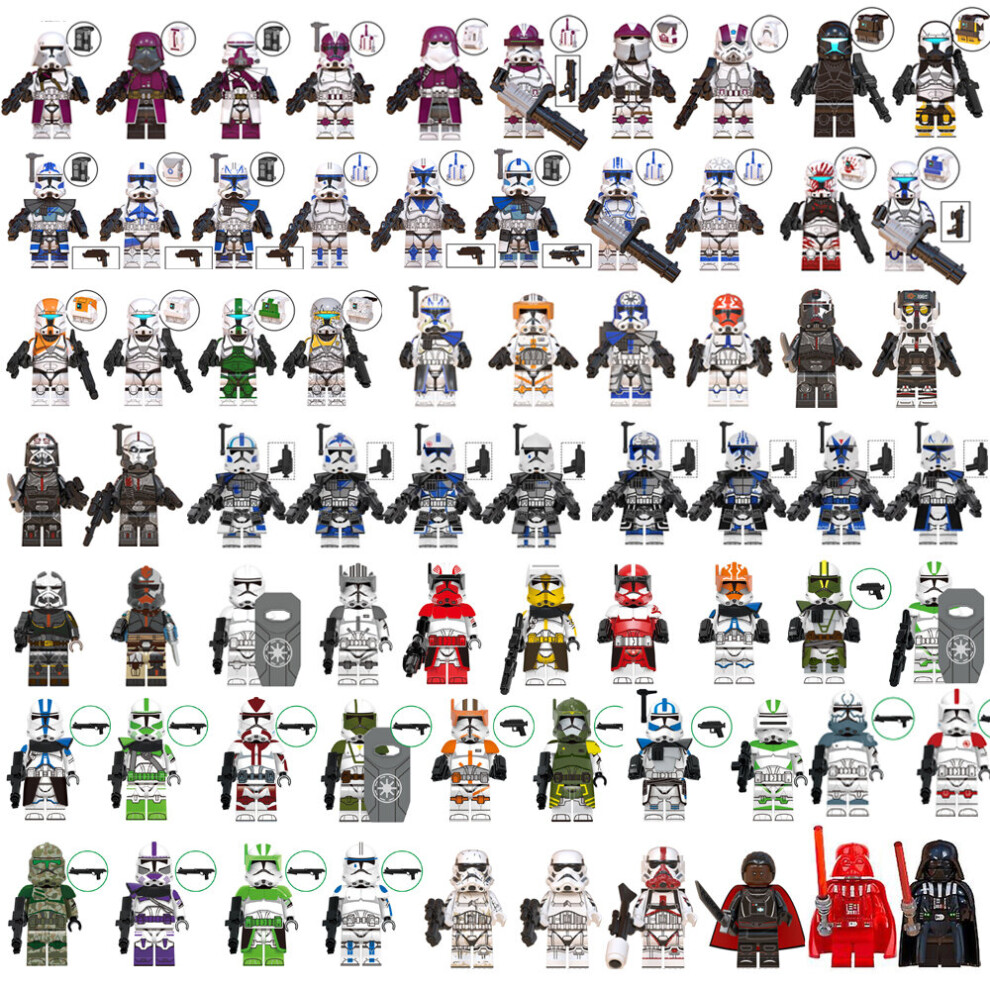 70PCS Clone Troopers Army Commander Paratrooper Squad 3 Nova Corps Marine Team at-RT Building Blocks Star Space Wars Action Figures Toys Minifigures