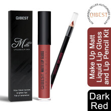 (Dark Red/Brown) QIBEST Make Up Matt Lip Gloss & Lip Liner