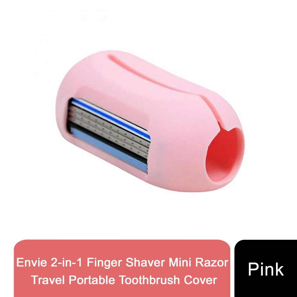 Envie Pink 2In1 Finger Shaver Mini Razor Portable Toothbrush Cover,