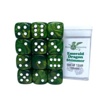 Roll 4 Initiative d6 18mm Smaragddrake Skimmer med Vitt (12)