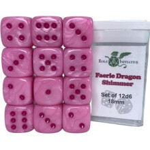 Role 4 Initiative d6 18mm Fe-dragonskimrande med vitt (12)