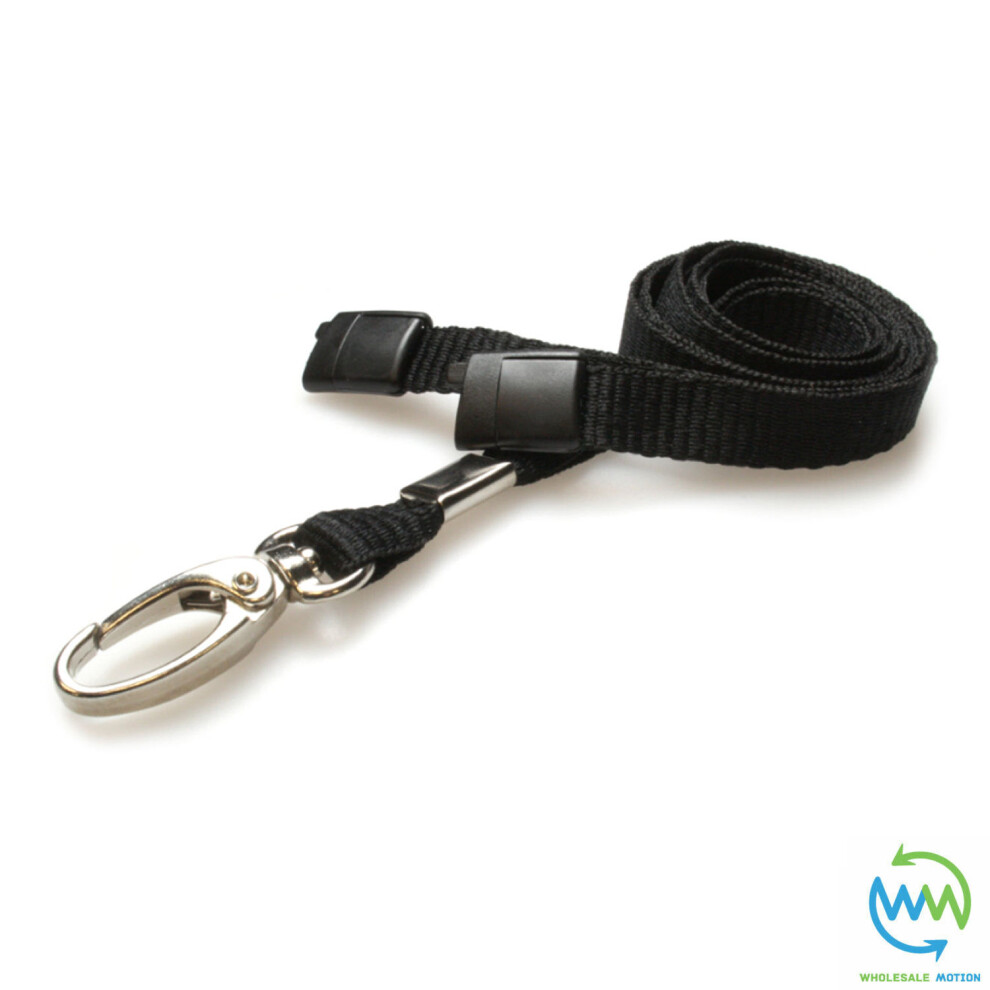 (Black, 1) LANYARD ID Card NECK STRAP Holder METAL CLIP For BADGE Pass USB Keys COLOURS Lot