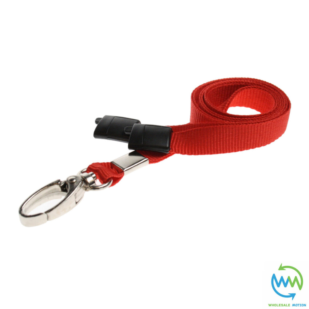 (Red, 1) LANYARD ID Card NECK STRAP Holder METAL CLIP For BADGE Pass USB Keys COLOURS Lot