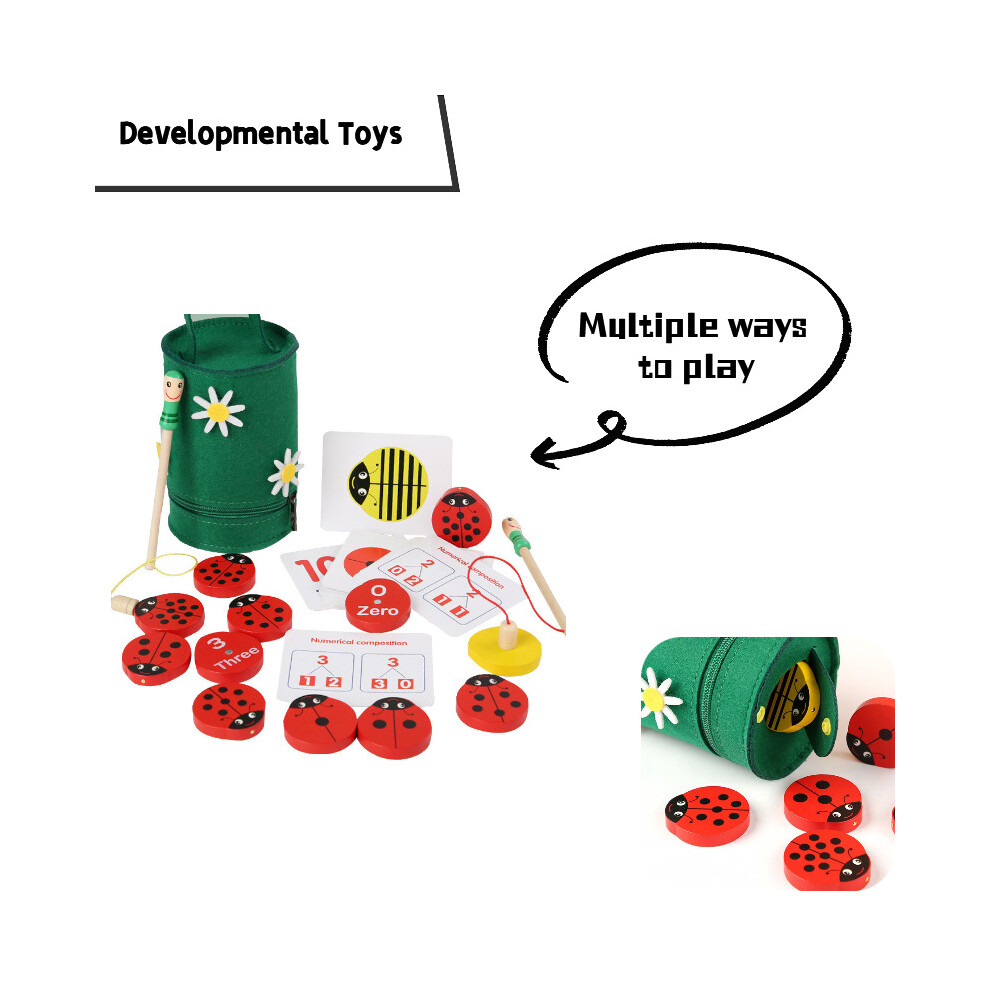 Dinamr Counting Ladybugs Toddlers Wooden Educational Learning Toy Math Preschool Kids