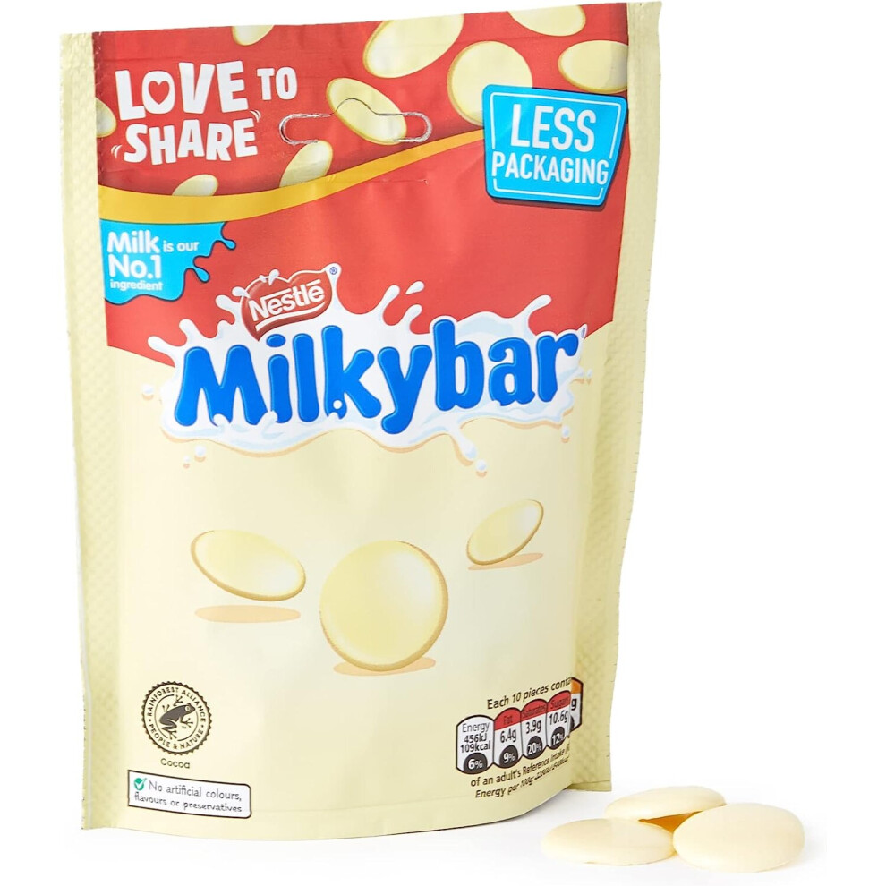 Milkybar White Chocolate Giant Buttons Sharing Bag 94g ( pack of 6 )