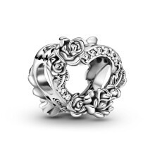 Pandora Open Heart & Rose Flowers Charm 799281C01