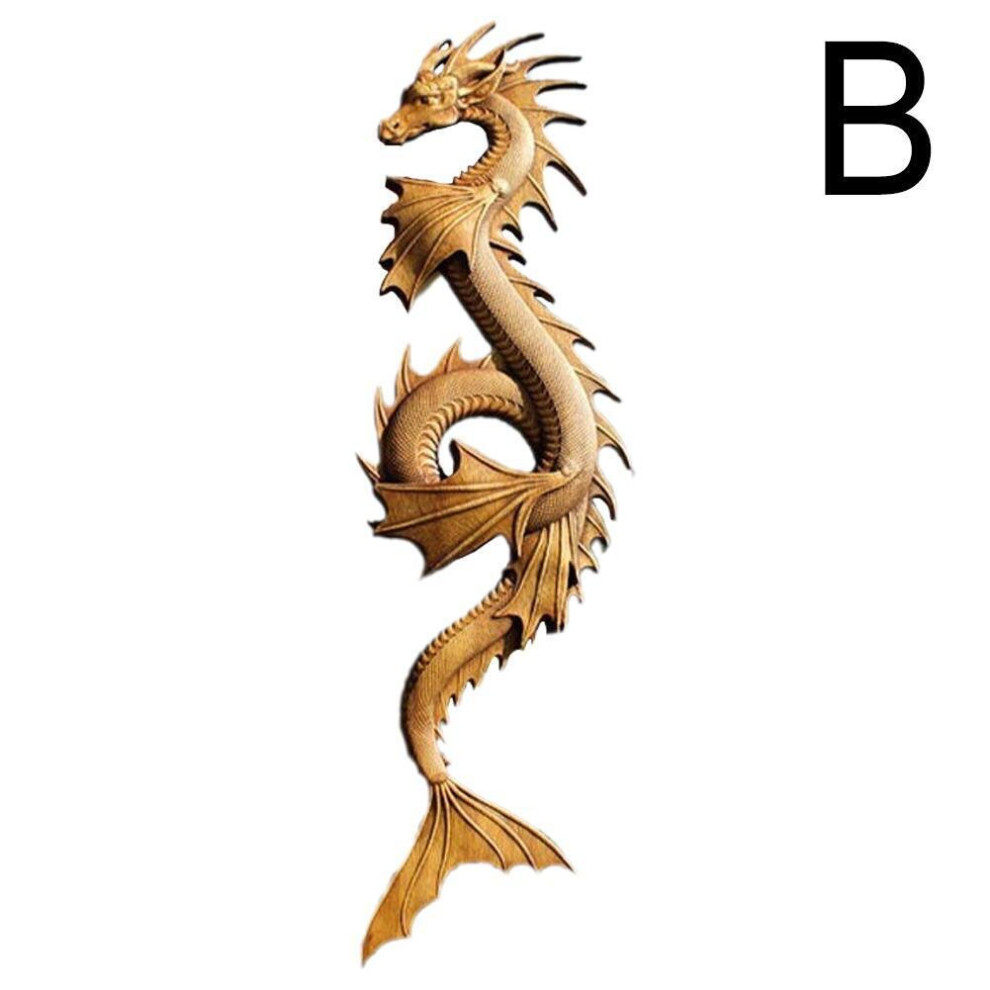 (B) Norse Dragon Wooden Carving Wall Hanging Art Wall Decoration