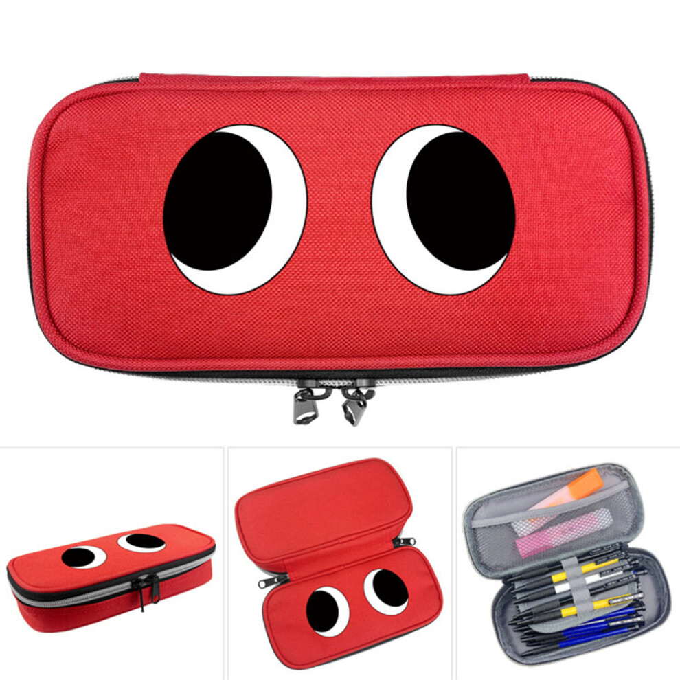 (Red) Rainbow Friends Pencil Case Zipper Large Capacity Handheld Pen Bag Storage Pouch for School Student Kids