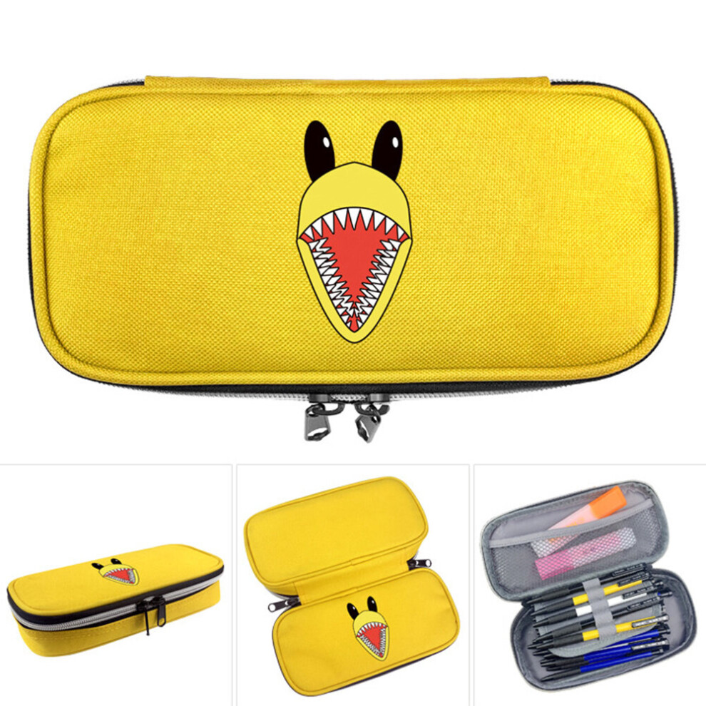 (Yellow) Rainbow Friends Pencil Case Zipper Large Capacity Handheld Pen Bag Storage Pouch for School Student Kids