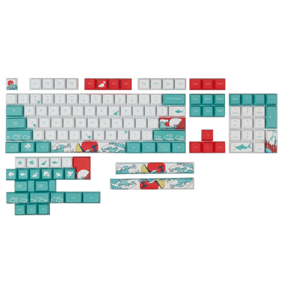 128 Keys Sea Keycap Set Xda Profile Pbt Sublimation Keycaps For Diy Mechanical Keyboards Coral 6112212797273