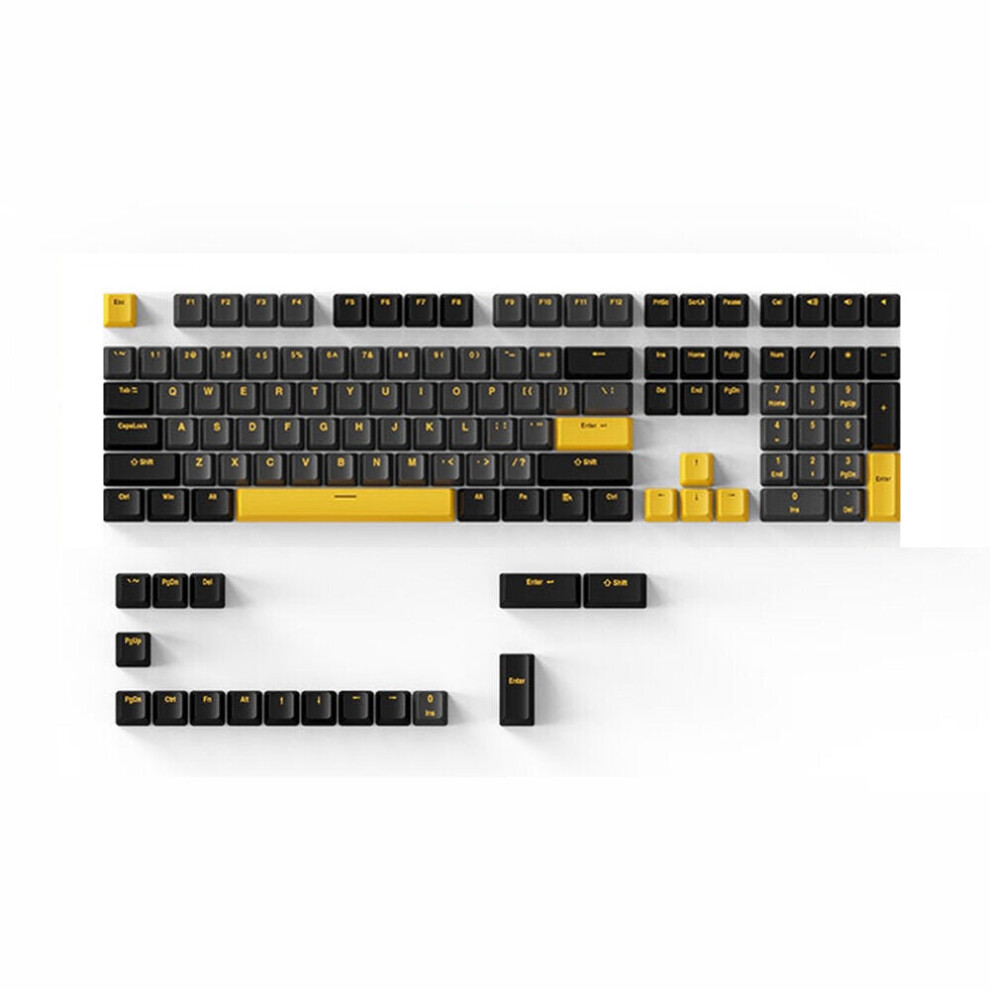 (Black Gold) 124 Keys Black Gold/Bauhinia PBT Keycap Set OEM Profile Two Color Injection Molding Custom Keycaps for Mechanical Keyboard