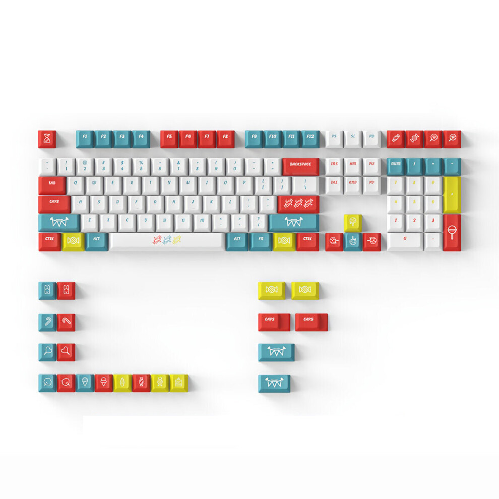 (Cherry Profile) 128/129 Keys Toffee Patch Keycap Set Cherry/XDA Profile PBT Sublimation Keycaps for Mechanical Keyboards