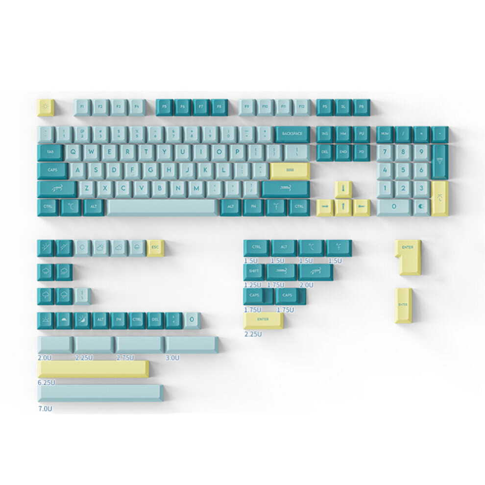 (Green) 143 Keys Weather PBT Keycap Set Cherry Profile Sublimation Custom Keycaps for Mechanical Keyboard