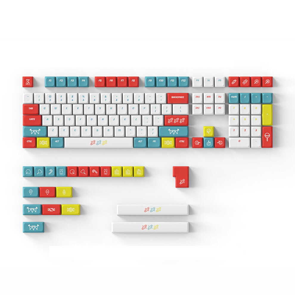 (XDA Profile) 128/129 Keys Toffee Patch Keycap Set Cherry/XDA Profile PBT Sublimation Keycaps for Mechanical Keyboards