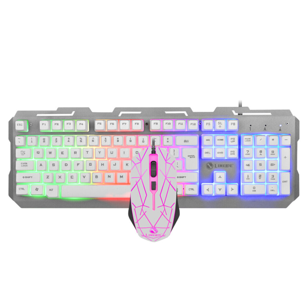 (White) 104 Key USB Wired Gaming Keyboard and Mouse Set Waterproof LED Multi-Colored Changing Backlight Mouse For PS3/Xbox Computer Desktop Notebook