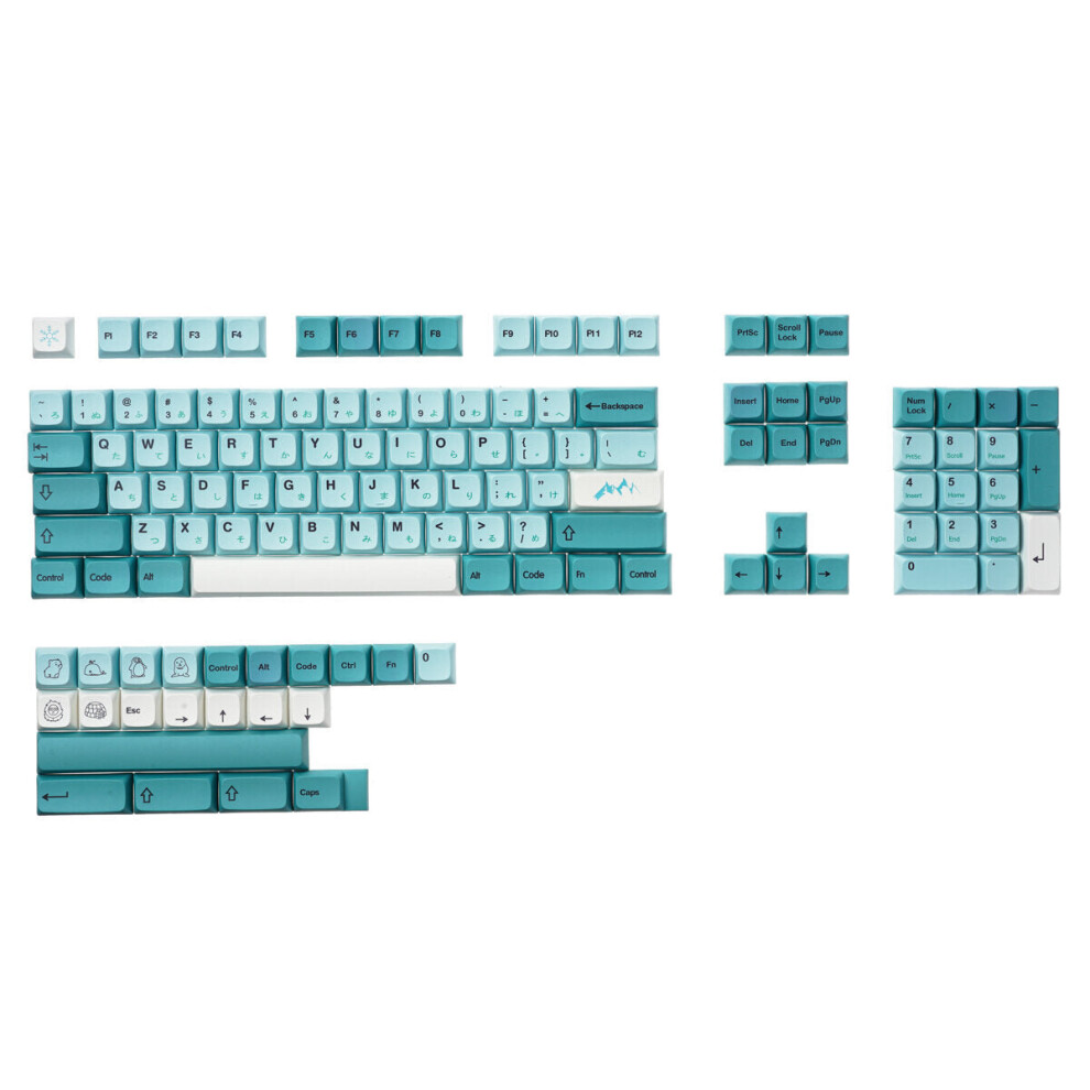 126 Keys Iceberg PBT Keycap Set Sublimation XDA Profile Japanese Custom Keycaps for Mechanical Keyboard