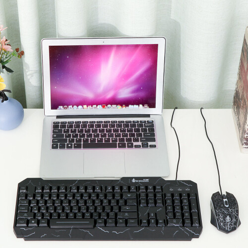 104 Key USB Wired Gaming Keyboard and Mouse Set RGB LED Changing Backlight Mouse For Computer Desktop Notebook 2